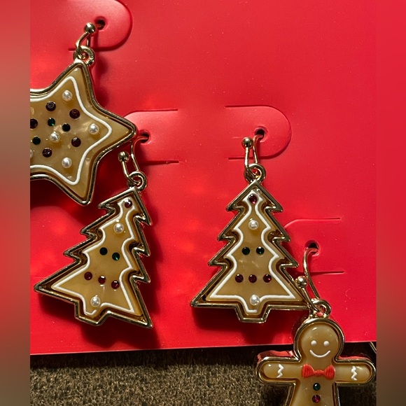 Kohl’s Celebrate Together Three Pairs Gingerbread Earrings Star Tree Boy - Picture 2 of 5